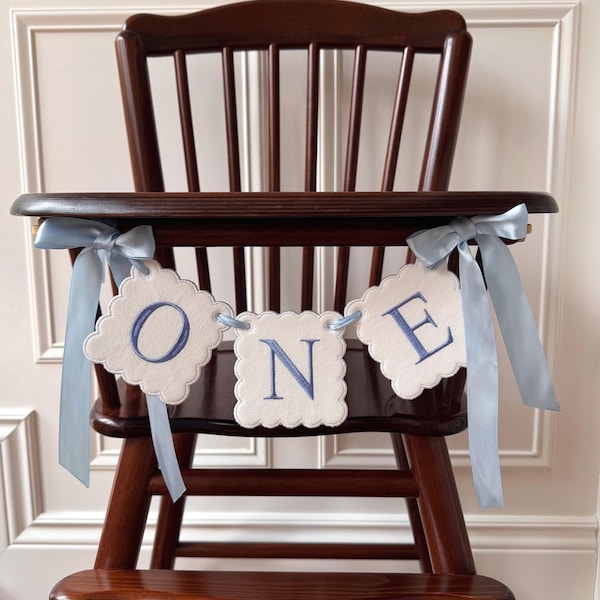Embroidered first birthday highchair banner